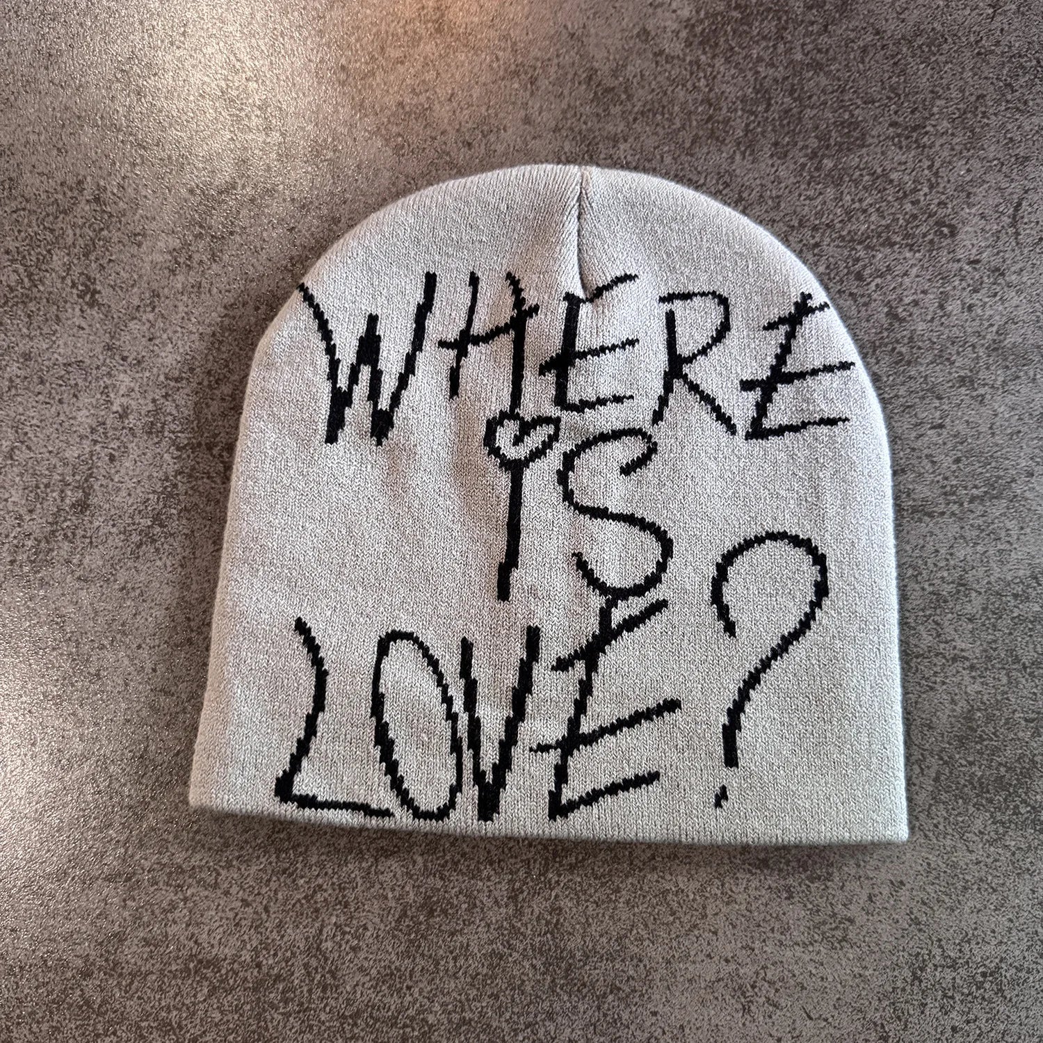Graphic Knit Beanie with Letter and Pattern Style Options