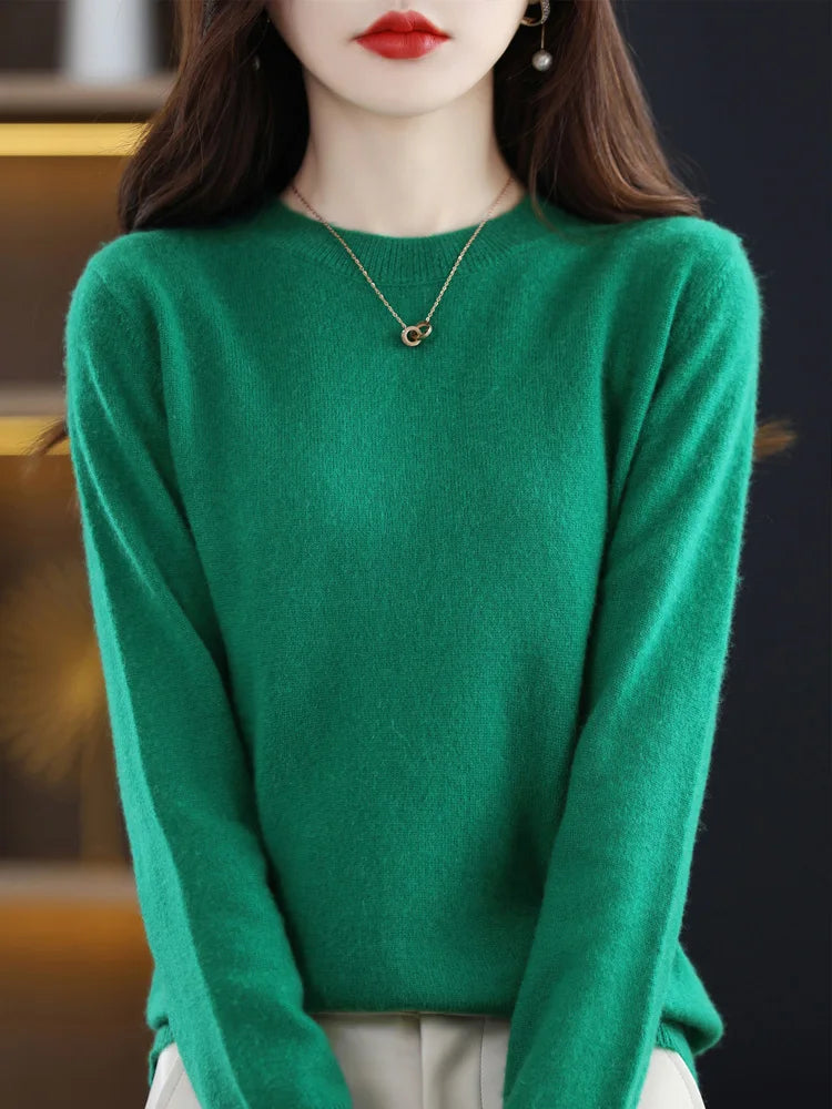 Women's Crew Neck Long Sleeve Sweater Casual Knit Layer
