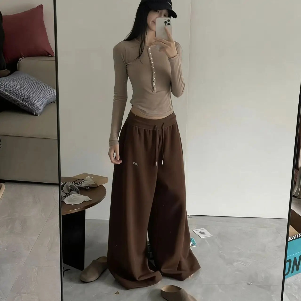 Full Length Wide Leg Casual Cargo Pants with Pockets