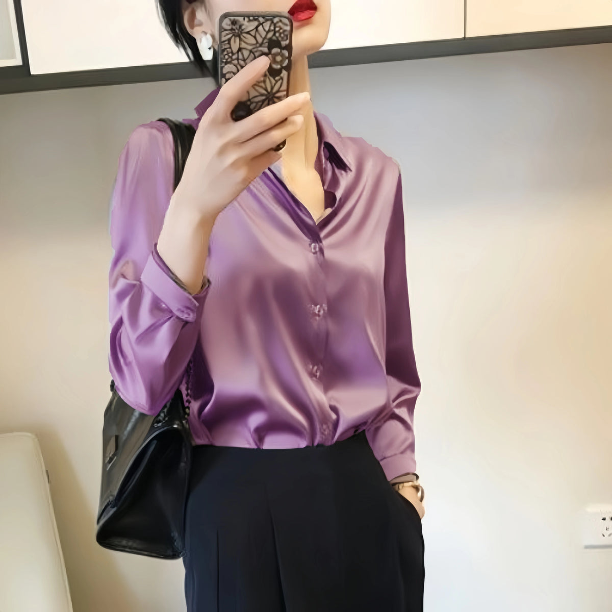 Women's Collared Long Sleeve Shirt