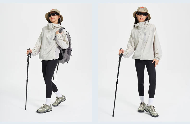 Women's Lightweight Hooded Hiking Jacket for Outdoor Layering