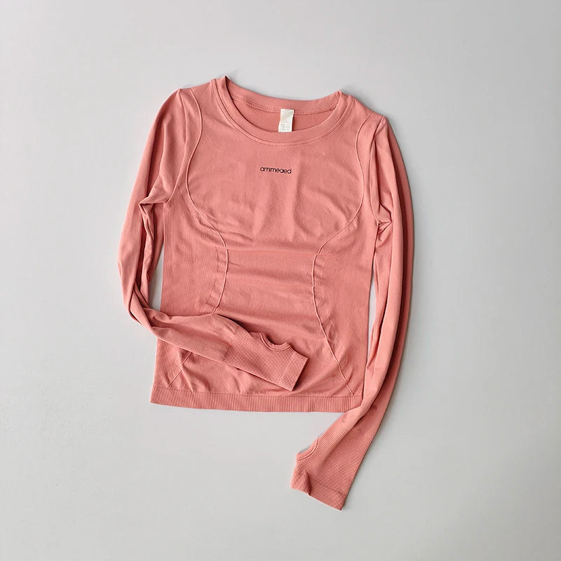Women's Fitted Crew Neck Long Sleeve T-shirt For Workout Outfits
