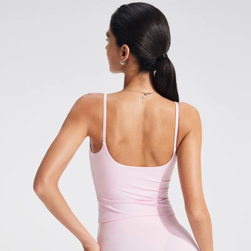 Women's Square Neck Thin Strap Tank Top For Workout Outfits