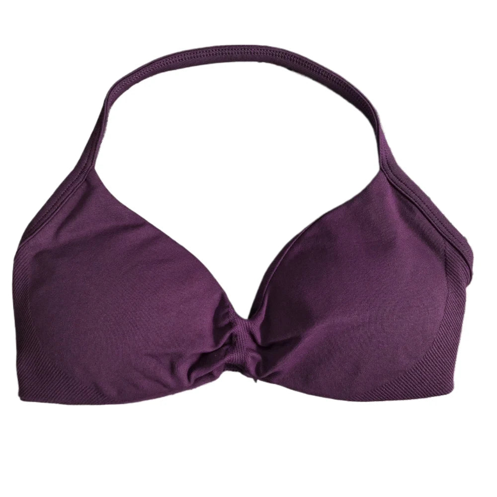 Women's Ruched Halter Neck Sports Bra