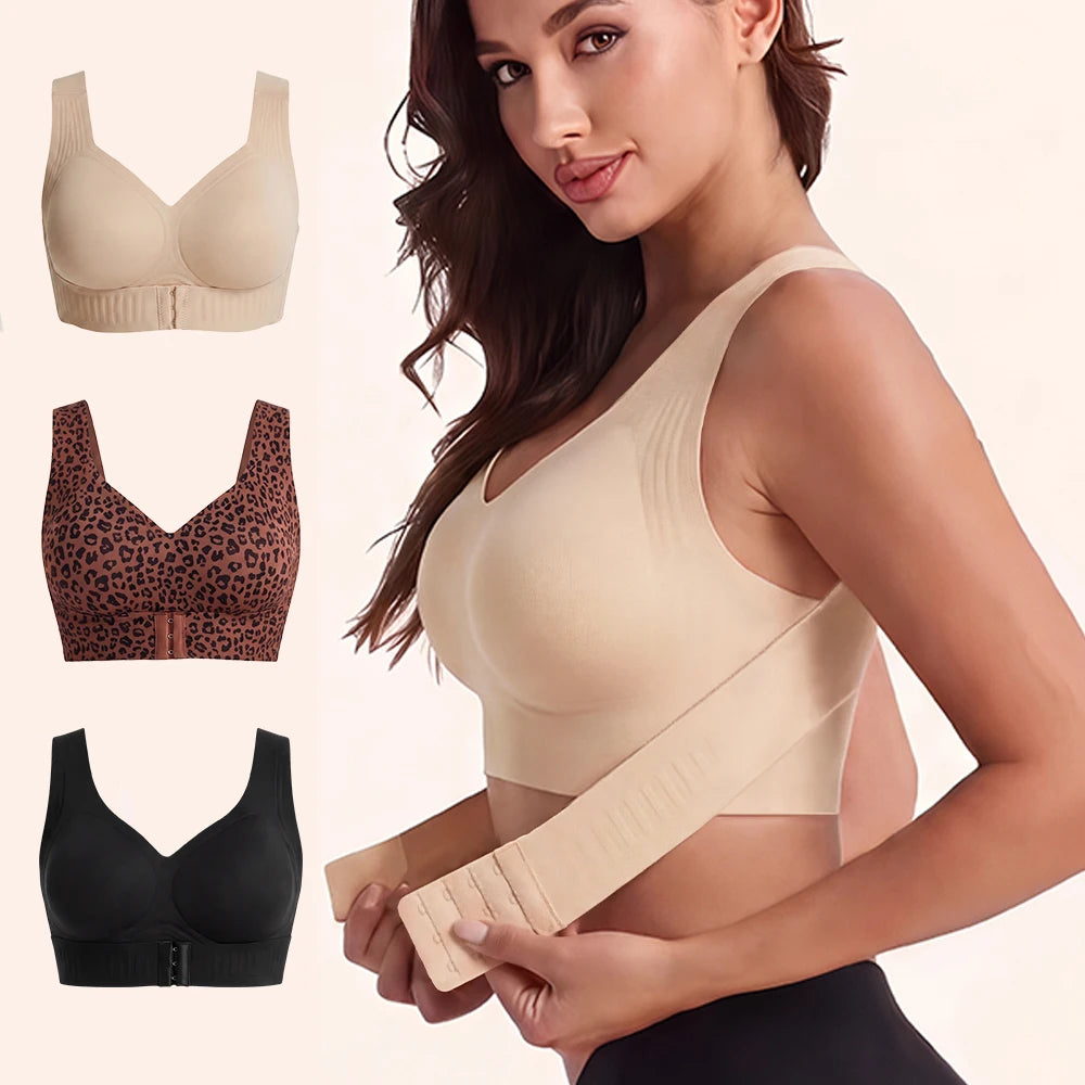 Women's Wide Strap Everyday Bra with Leopard Print Options