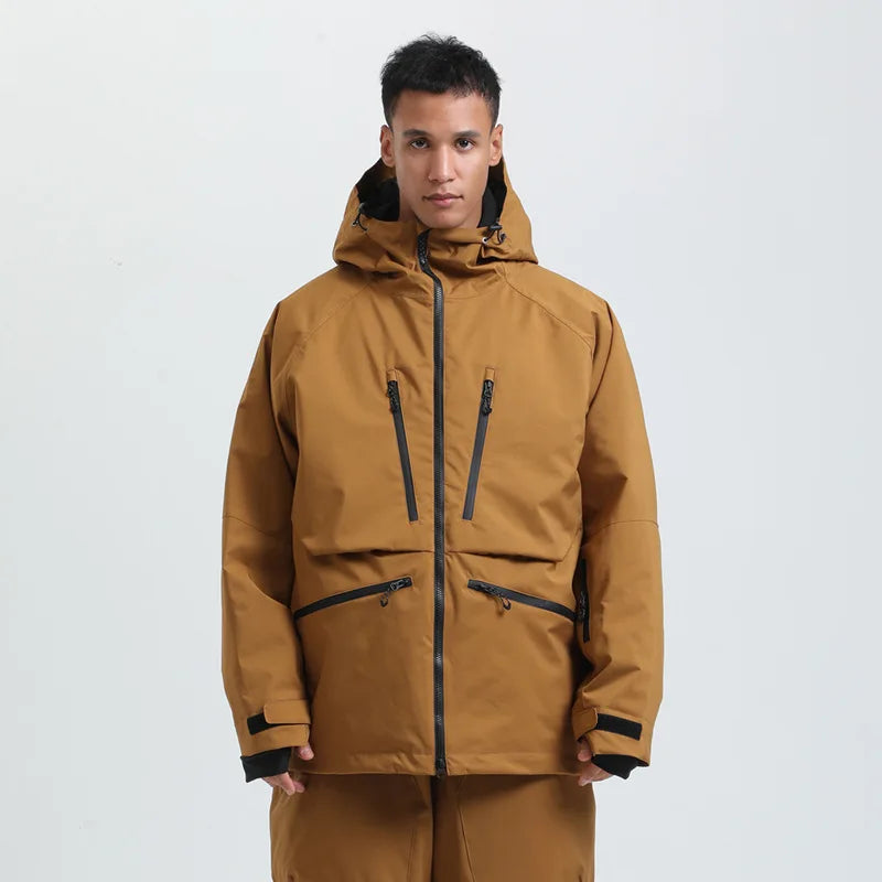 Hooded Long Sleeve Snow Sport Jacket with Front Closure