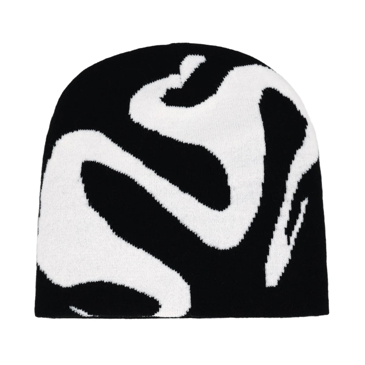 Graphic Knit Beanie with Letter and Pattern Style Options
