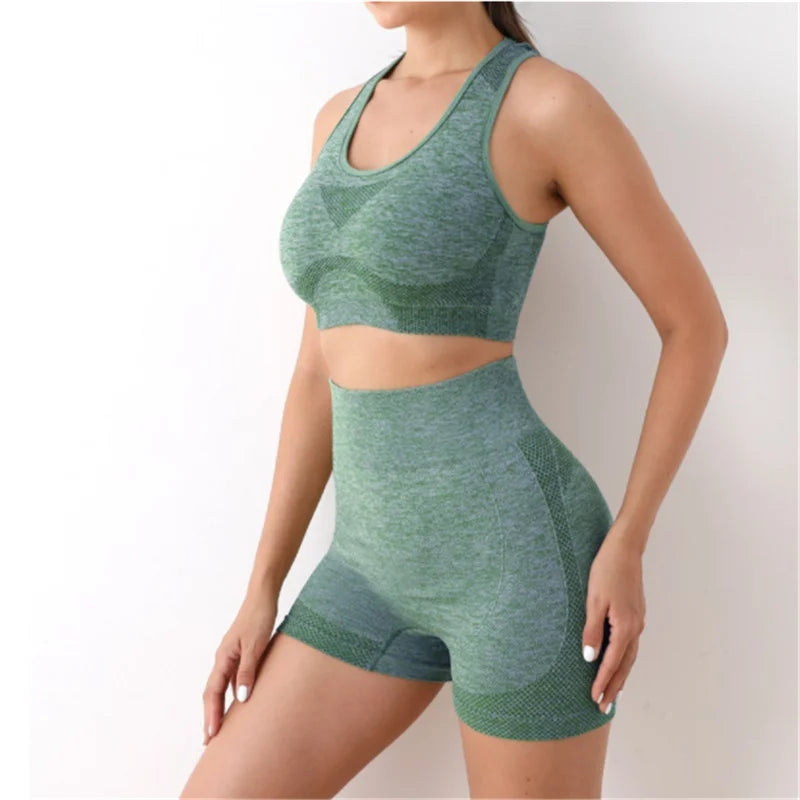 Women's Racerback Bra And Shorts Yoga Set For Workout Outfits