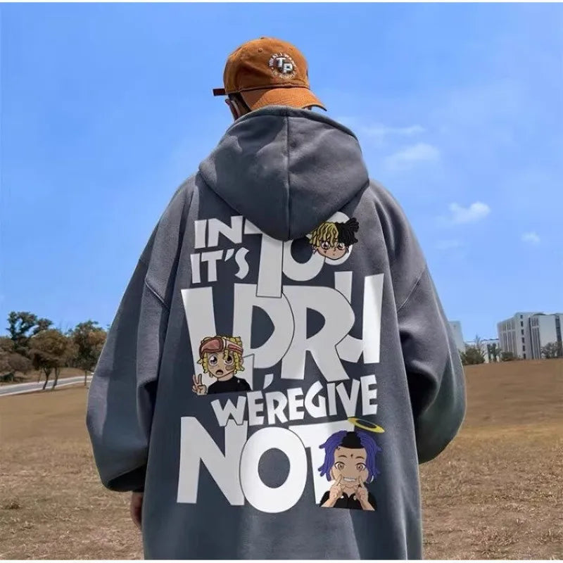 Graphic Long Sleeve Casual Hooded Sweatshirt with Original Style Options