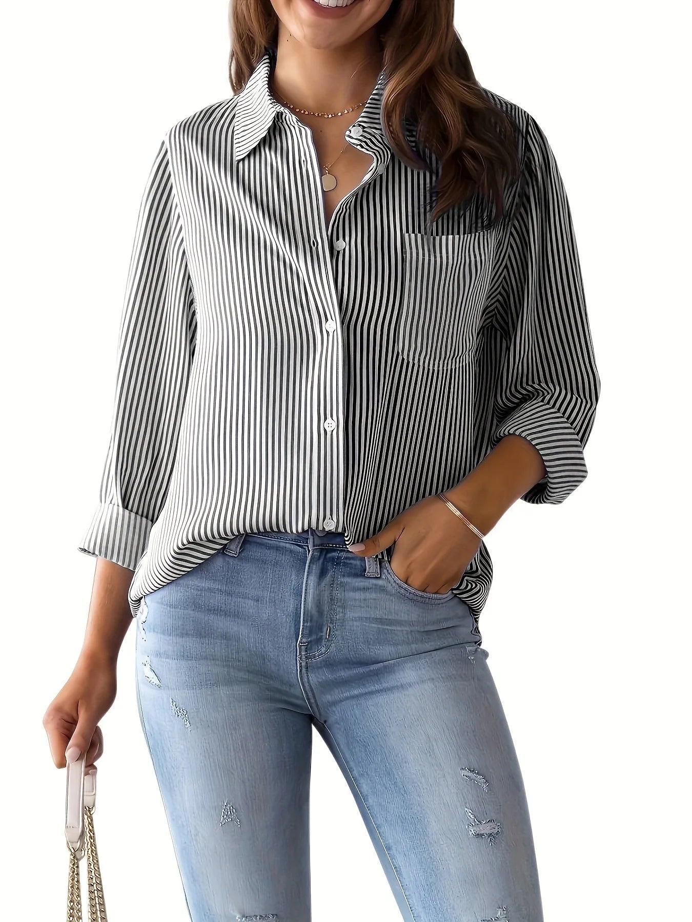 Women's Striped Long Sleeve Shirt