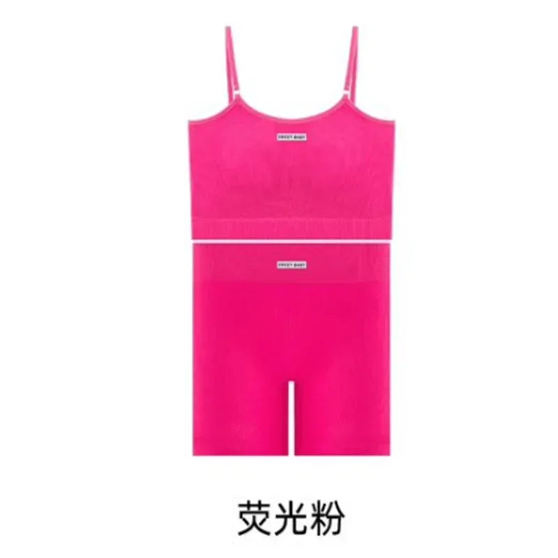 Women's Thin Strap Tank And Shorts Yoga Set