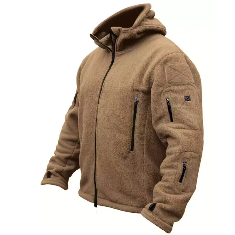 Hooded Fleece Long Sleeve Quarter Zip Outdoor Pullover with Pockets