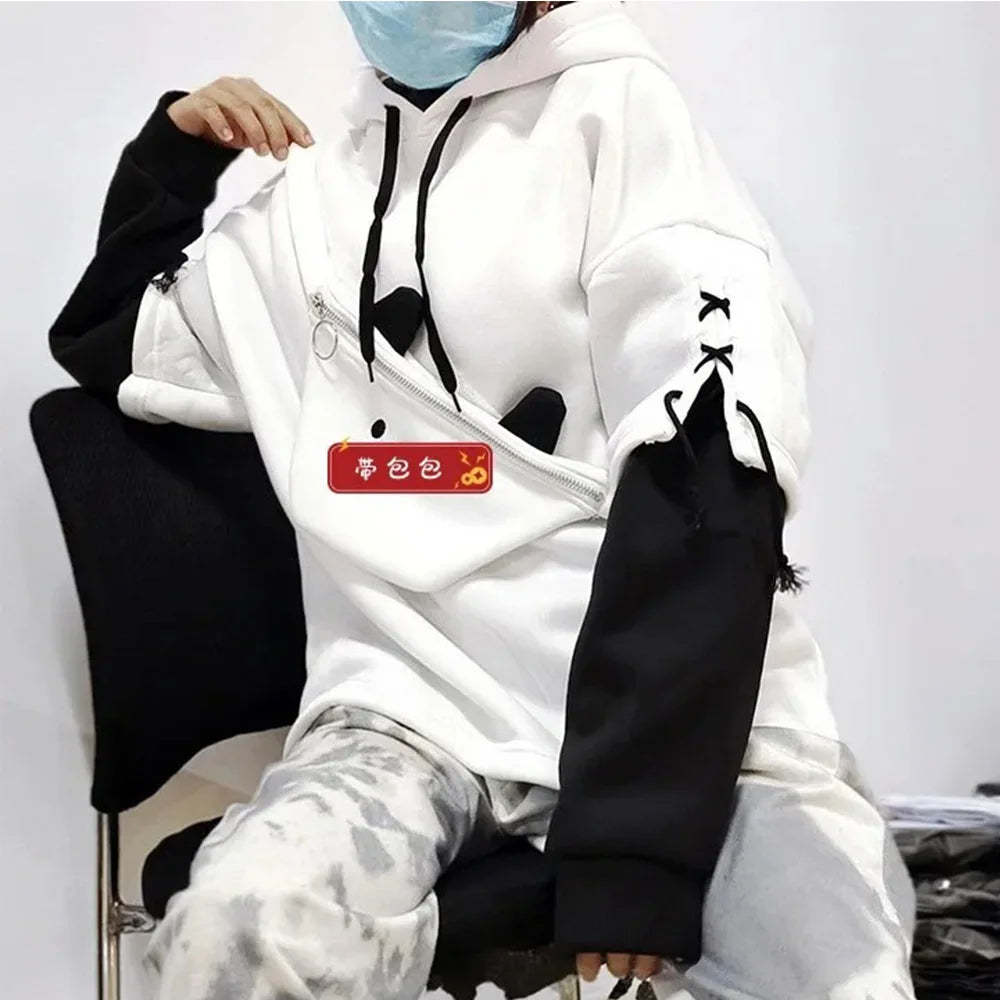 Bear Pouch Long Sleeve Casual Hooded Pullover Sweatshirt for Layering