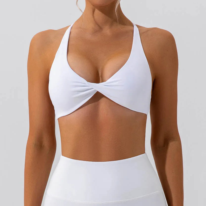 Women's V Neck Cross Back Sports Bra
