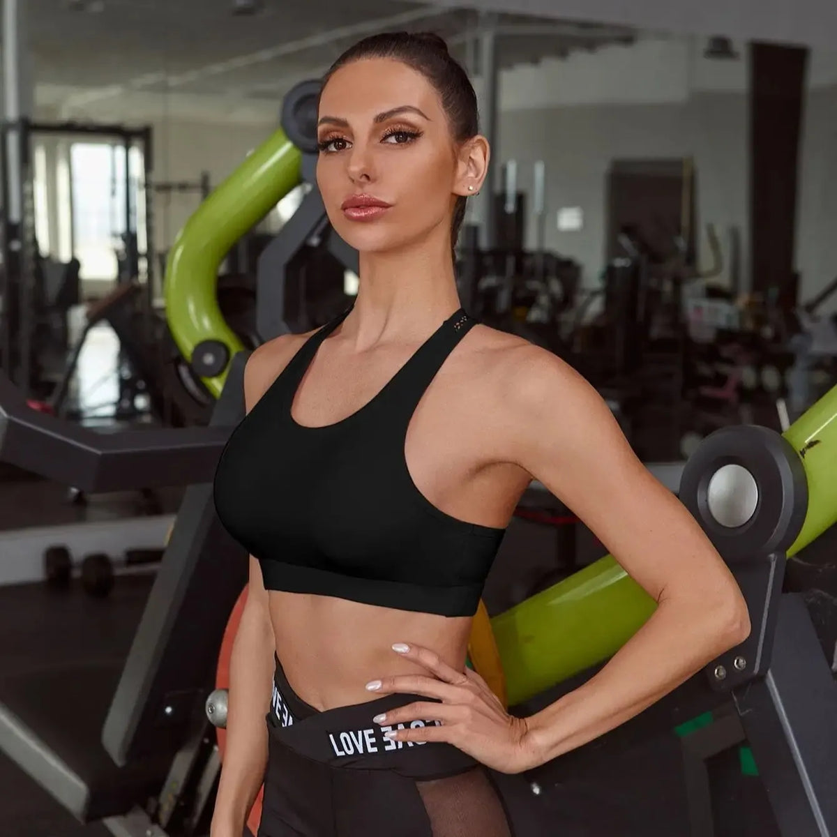 Women's Letter-Strap Racerback Sports Bra