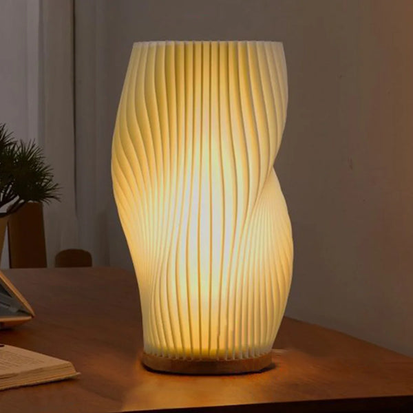 Bedside Table Lamp with Wooden Base Romantic Desk Lamps PLA Shade Decorative Night Lights for Home Bedroom Decor