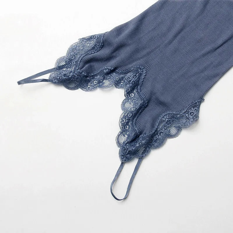 Women's Lace Trim Camisole with Spaghetti Straps and Knitted Construction