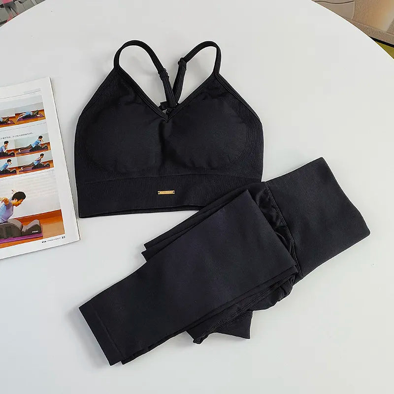 Women's Cross Back Bra And Leggings Yoga Set
