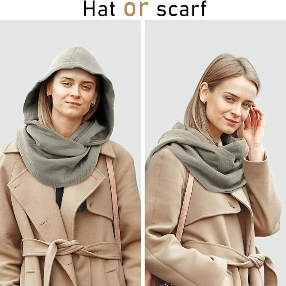 Hooded Draped Cowl Scarf for Layering over Outfits