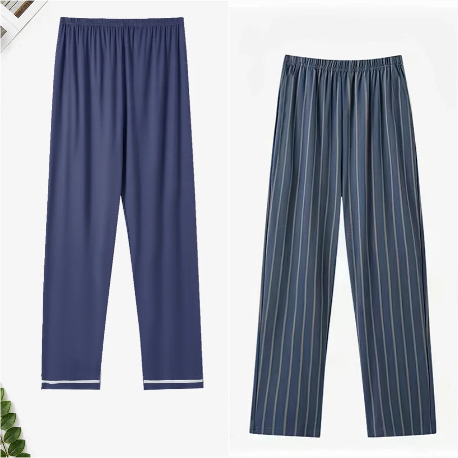 Men's Printed Elastic Waist Long Pajama Pants with Style Options