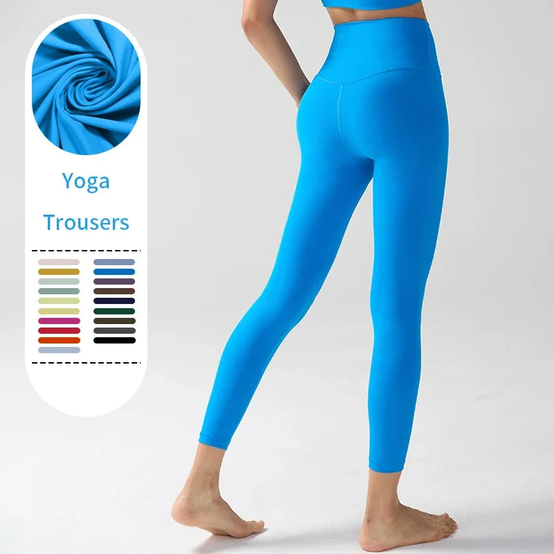 Women's High-Waist Nylon-Elastane Stretch Ankle-Length Yoga Leggings
