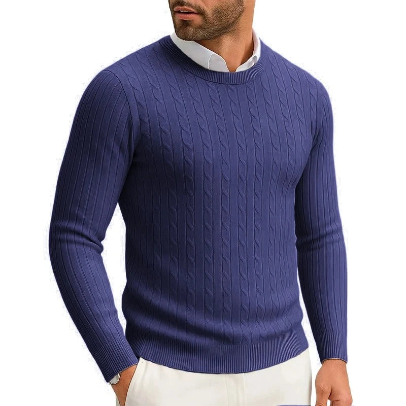 Men's Ribbed Crew Neck Long Sleeve Sweater