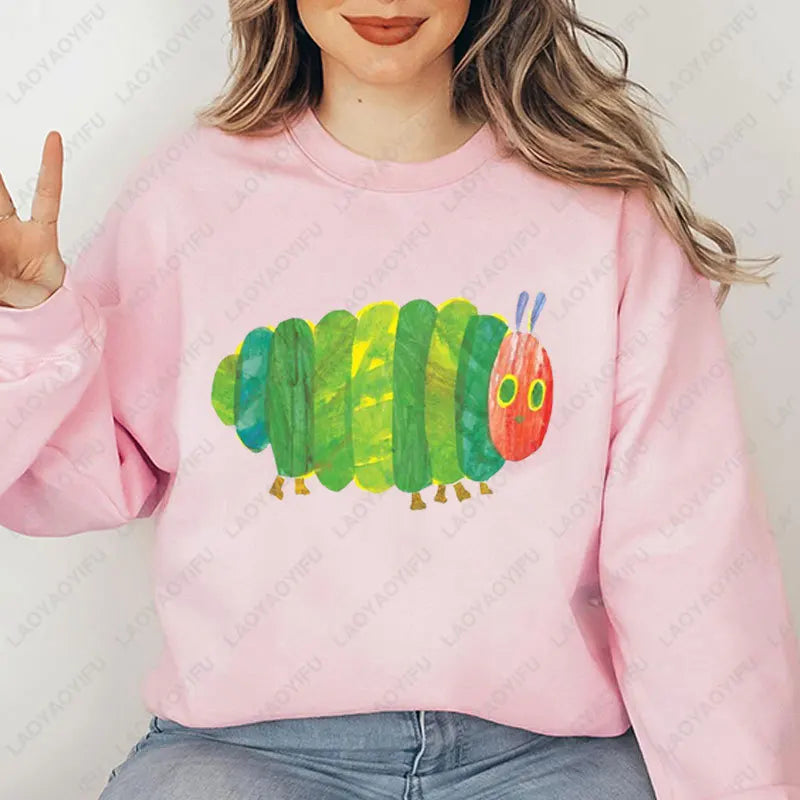 Caterpillar Graphic Long Sleeve Pullover Casual Sweatshirt for Layering