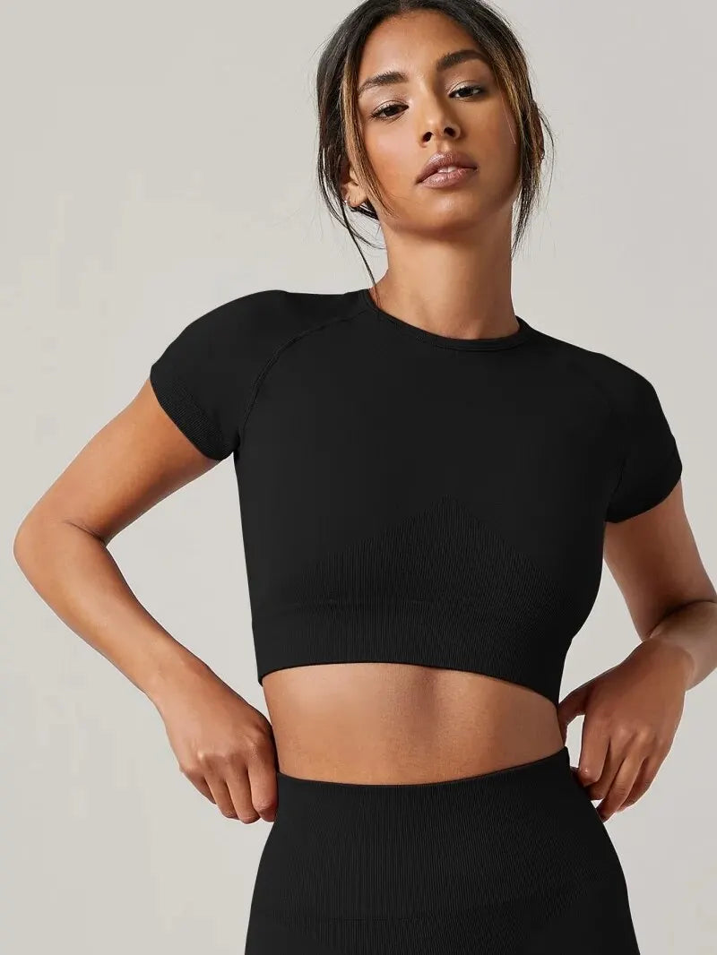 Women's Short-Sleeve Seamless Workout Crop Top