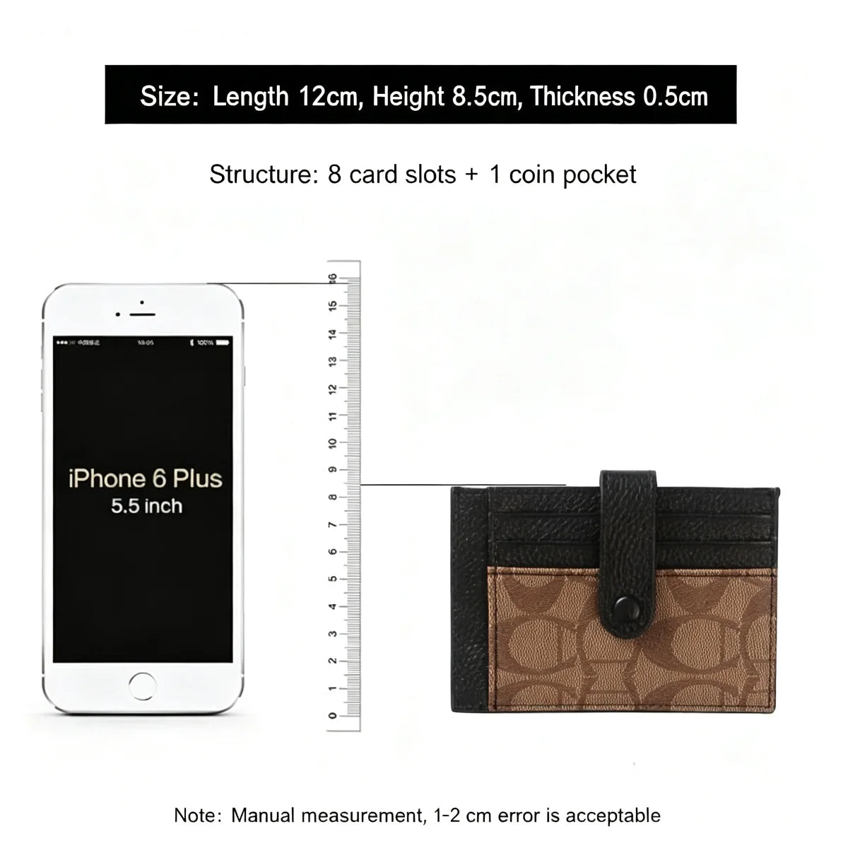 Slim Card Wallet with Snap Tab and Slot Compartments