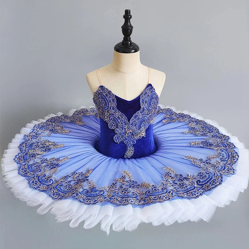 Girls' Pancake Ballet Tutu Dress with Decorated Bodice and Height-Based Sizes