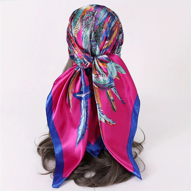 Printed Square Scarf with Ornate Paisley Pattern Options