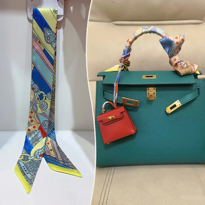 Printed Skinny Scarf for Neck and Bag Handle Styling