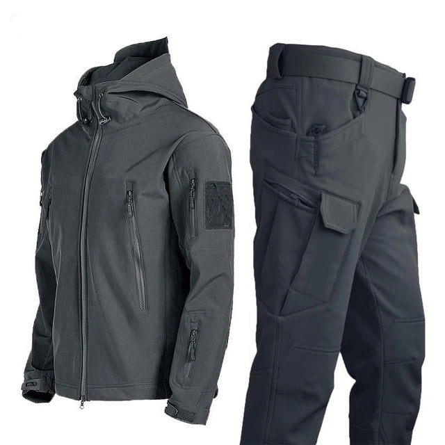 Outdoor Hooded Jacket and Trouser Clothing Set with Style Options
