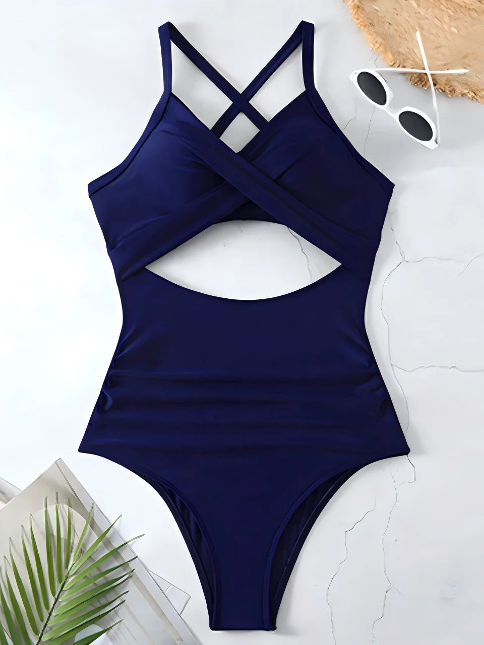 Ruched Solid One-Piece Swimsuit