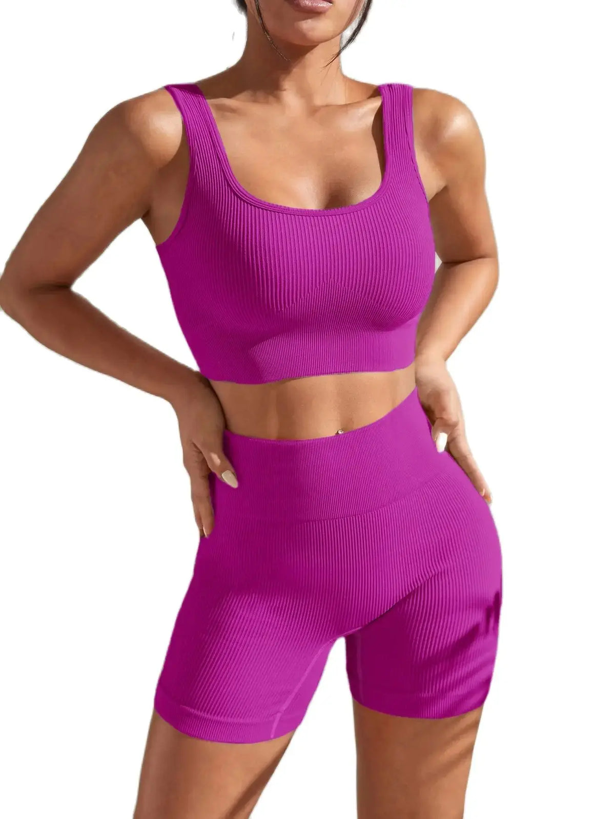 Women's Wide Strap Bra And Shorts Yoga Set