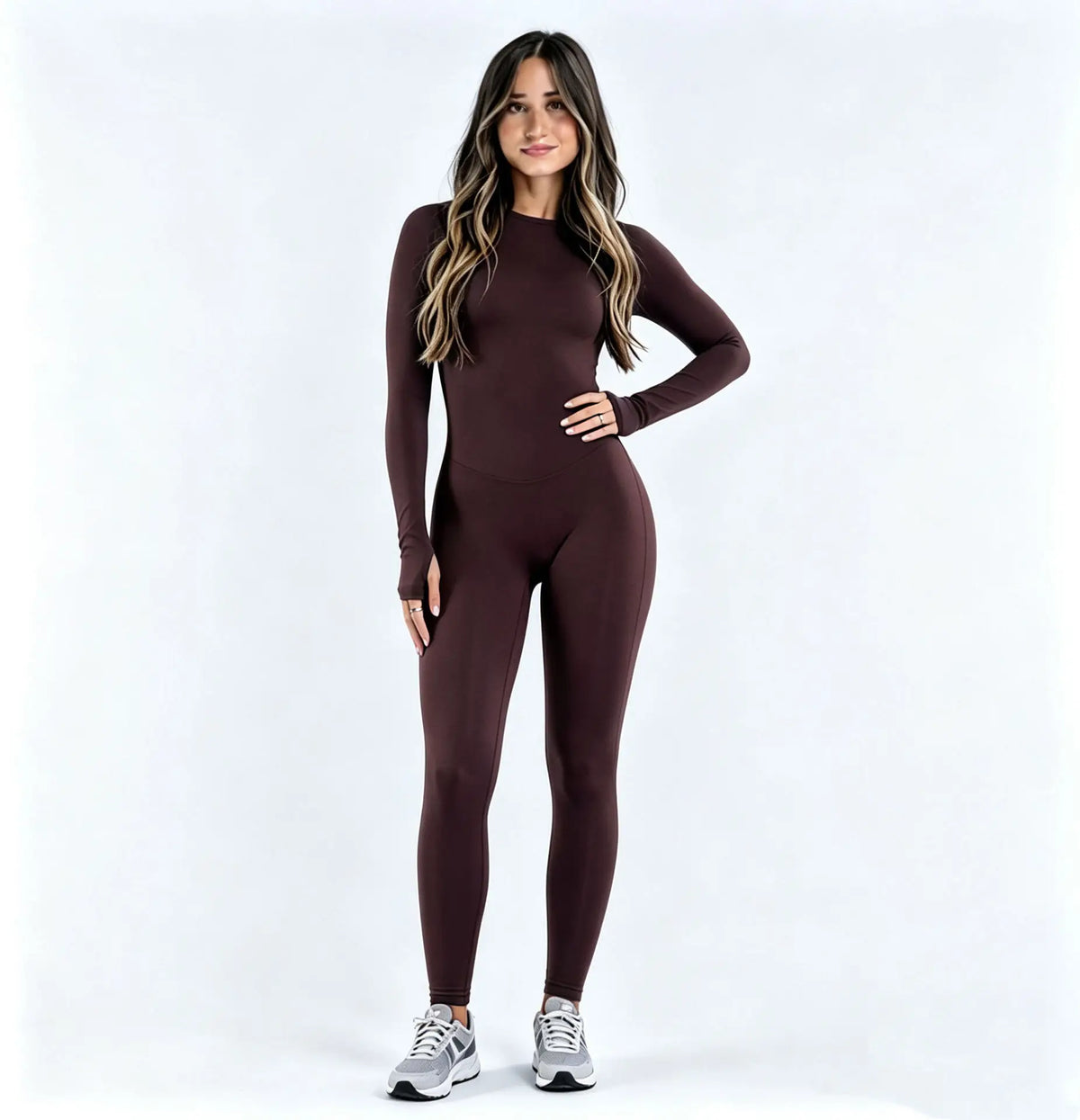 Women's Open Back Nylon Blend Workout One Piece with Sleeve and Length Options