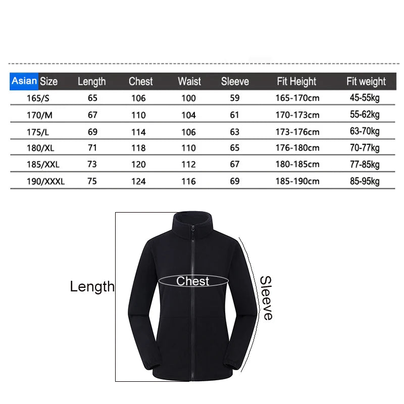 Long Sleeve Full Zip Fleece Outdoor Jacket with Pockets