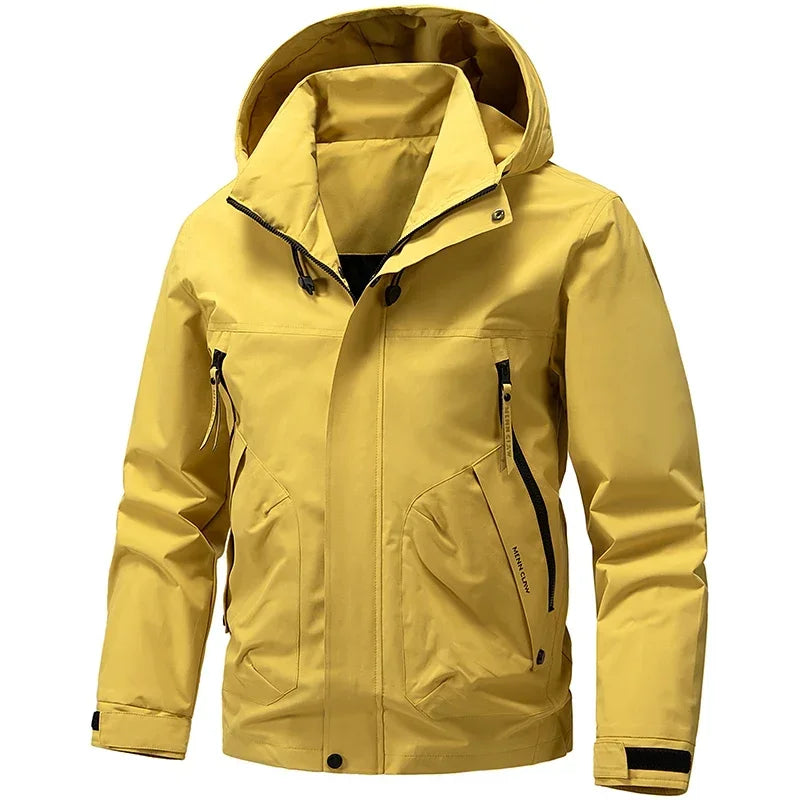 Hooded Long Sleeve Full Zip Outdoor Hiking Jacket with Pockets