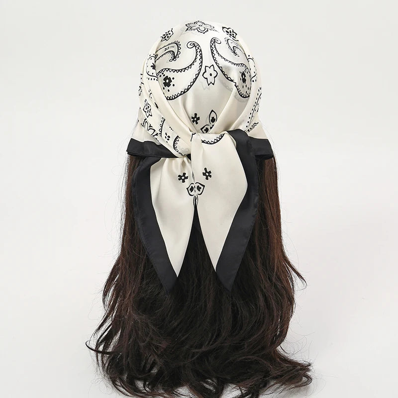 Floral Print Square Scarf for Head and Neck Styling