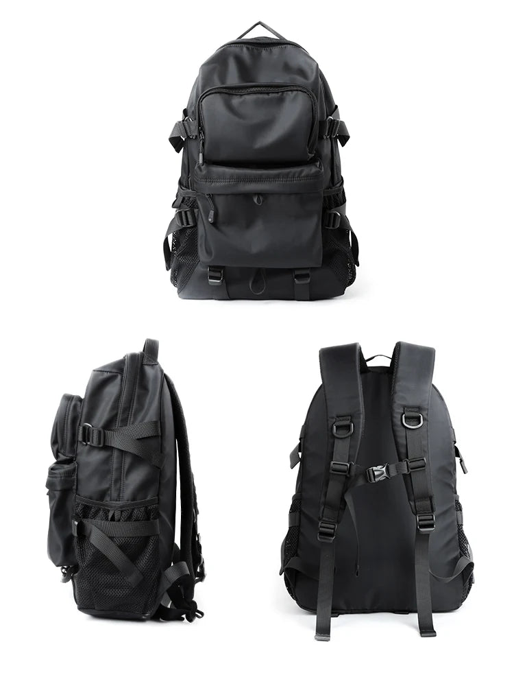 Men's Multi-Pocket Laptop Backpack with Buckle Details and Size Options