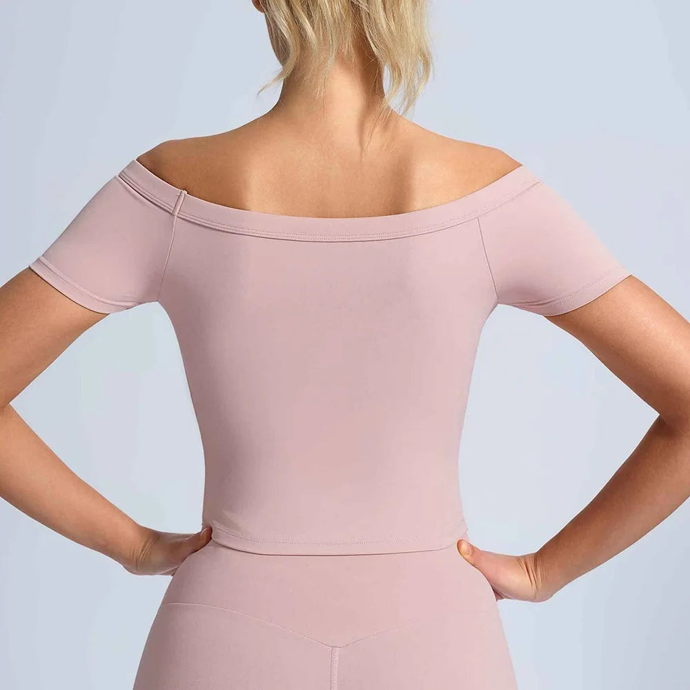Women's Off-Shoulder Short-Sleeve Workout Top