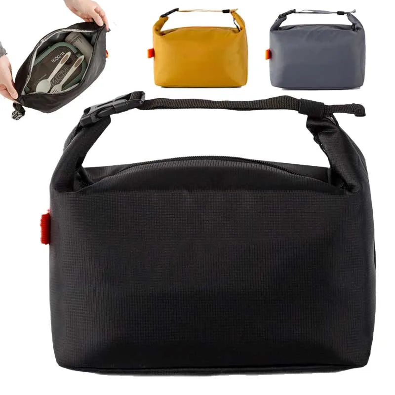 Solid Zippered Lunch Tote Bag with Adjustable Carry Handle