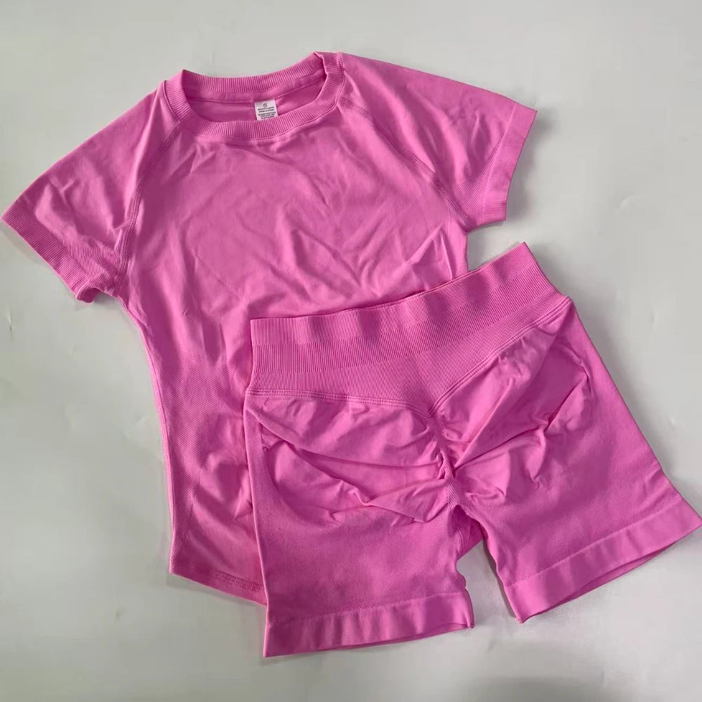 Women's Tee And Shorts Options Yoga Set For Workout Outfits
