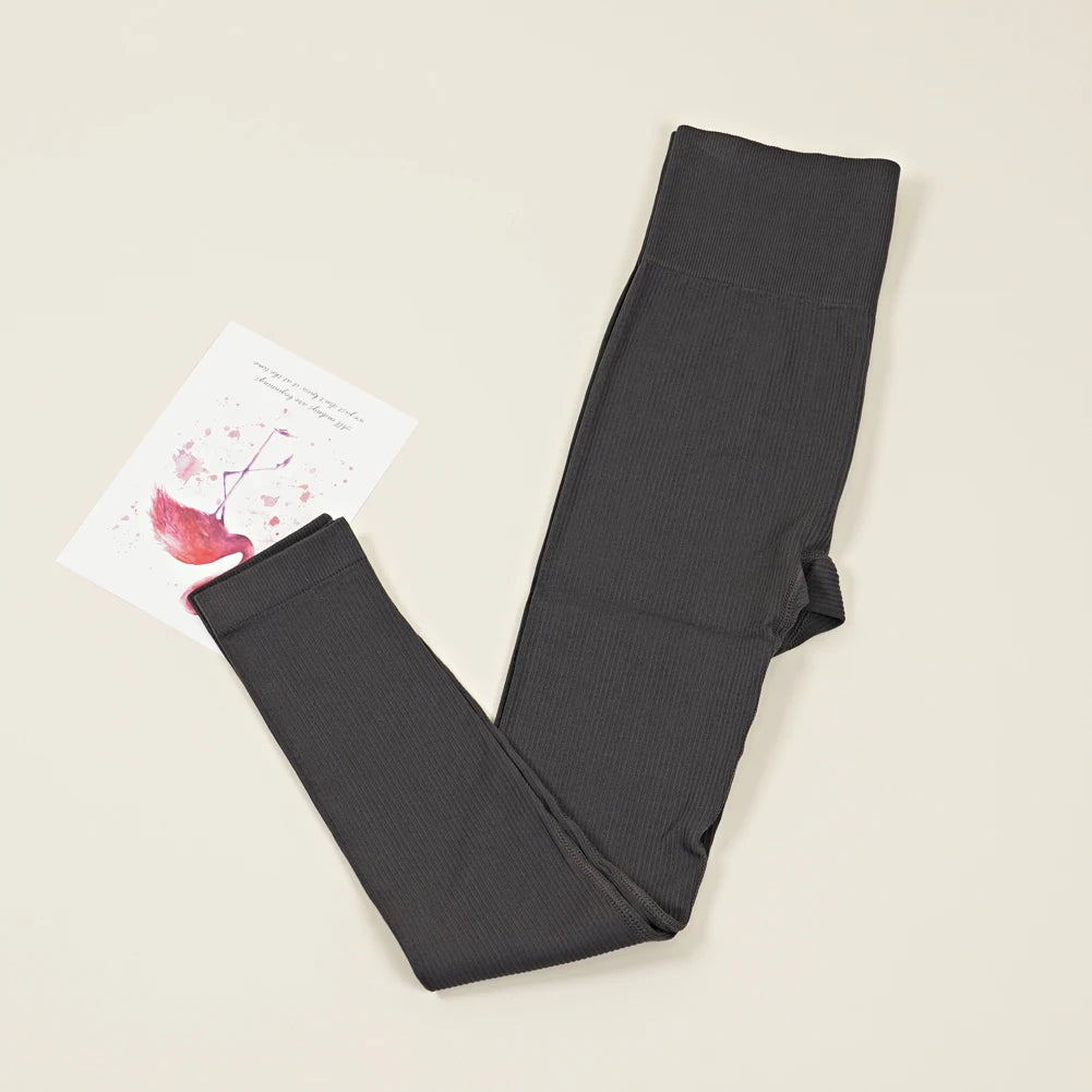 Women's Ribbed Full Length Leggings For Workout Outfits