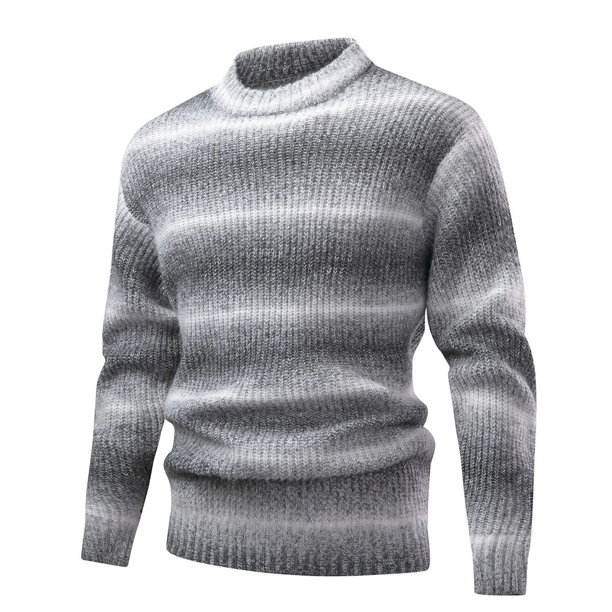 Men's Gradient Stripe Crew Neck Knit Sweater