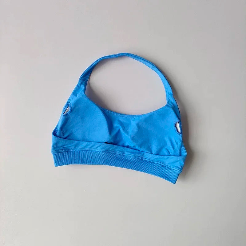 Women's Ruched Halter Neck Sports Bra