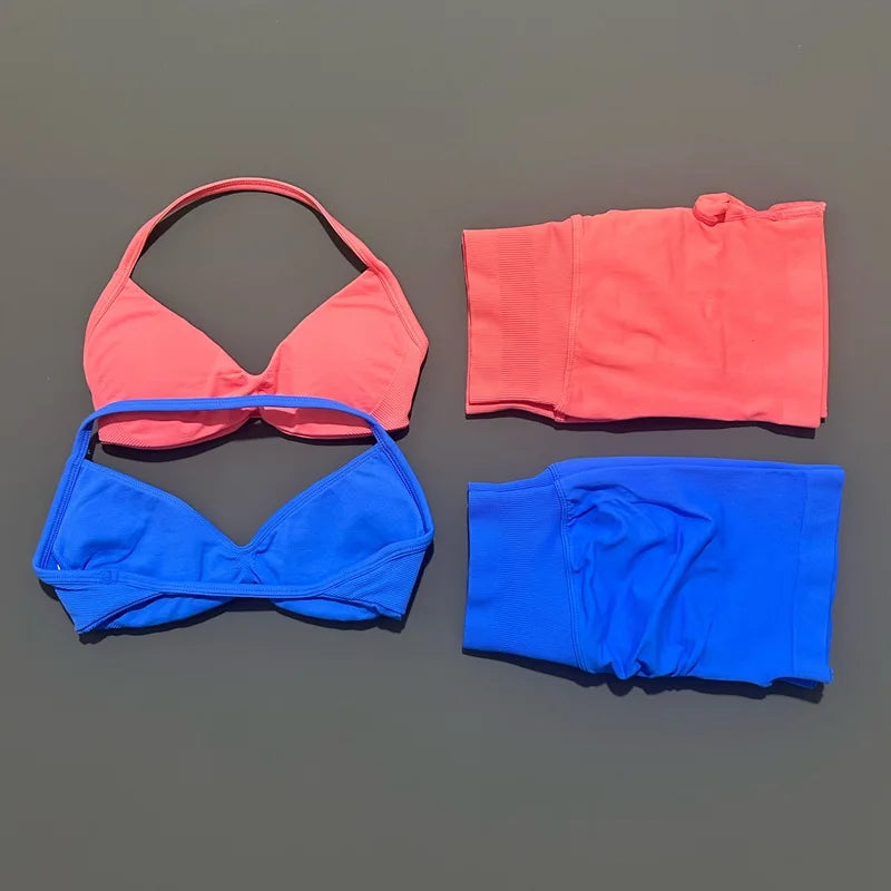 Women's Twist Front Bra And Shorts Yoga Set