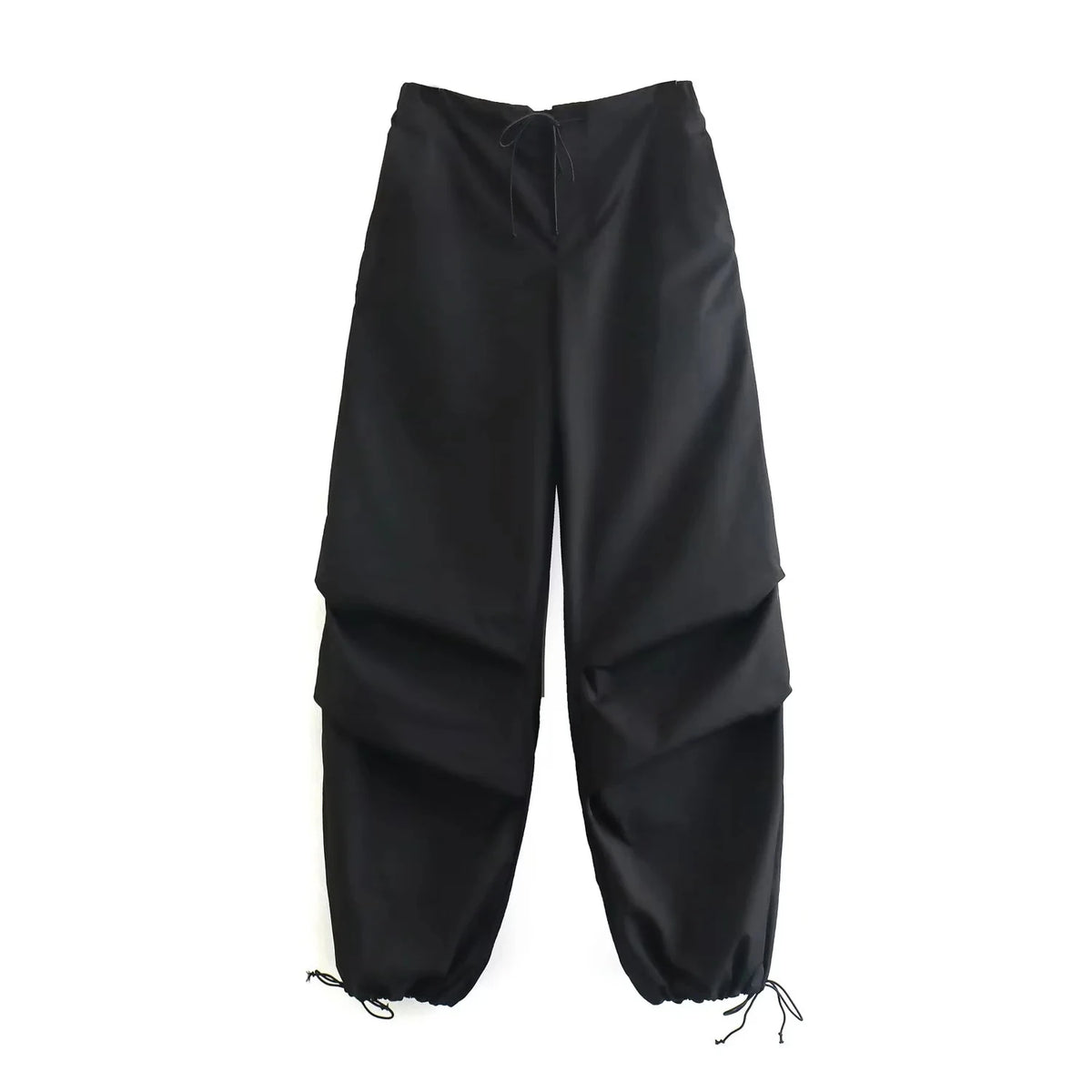 Women's Parachute Cargo Pants with Drawstring Waist and Adjustable Cuffs