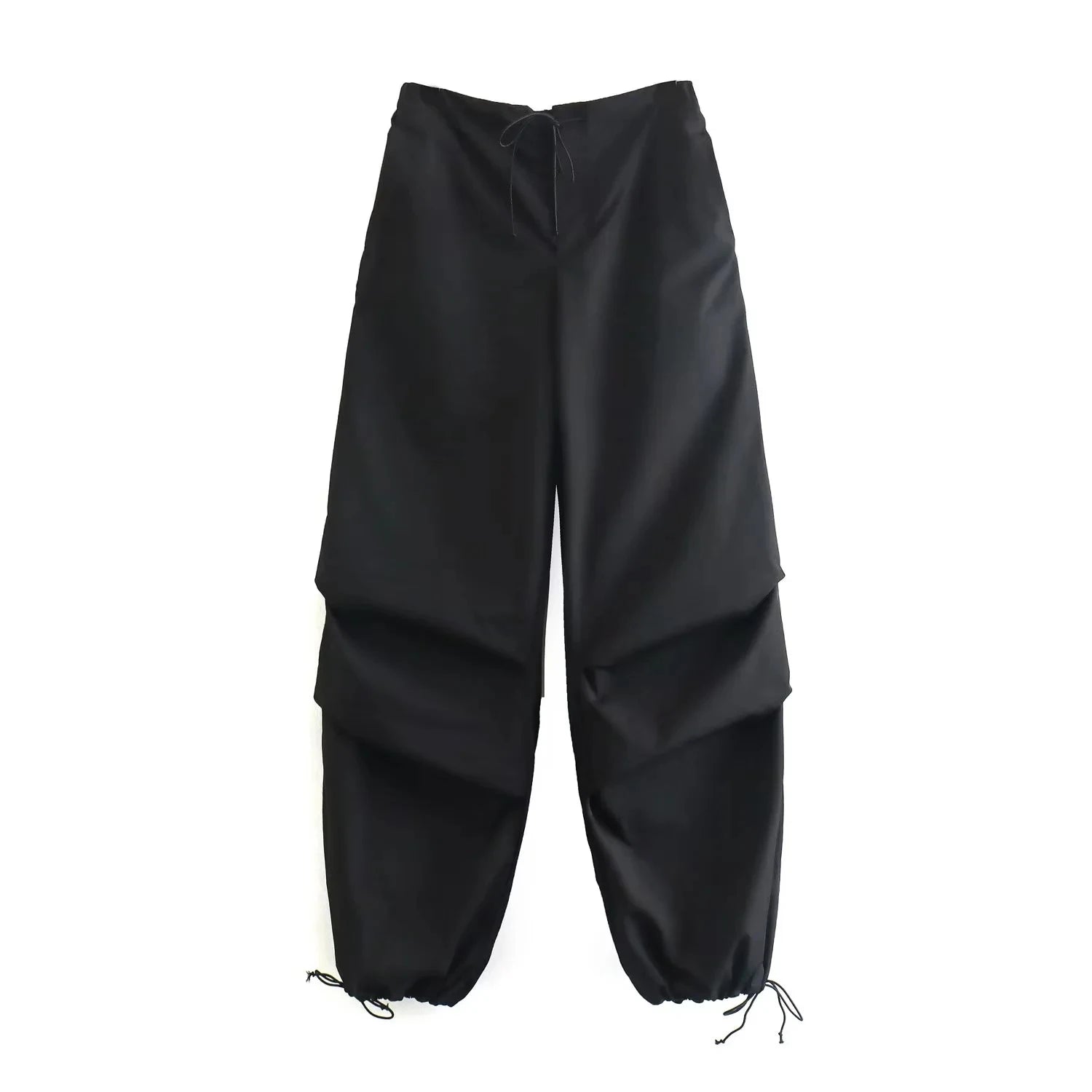 Women's Parachute Cargo Pants with Drawstring Waist and Adjustable Cuffs