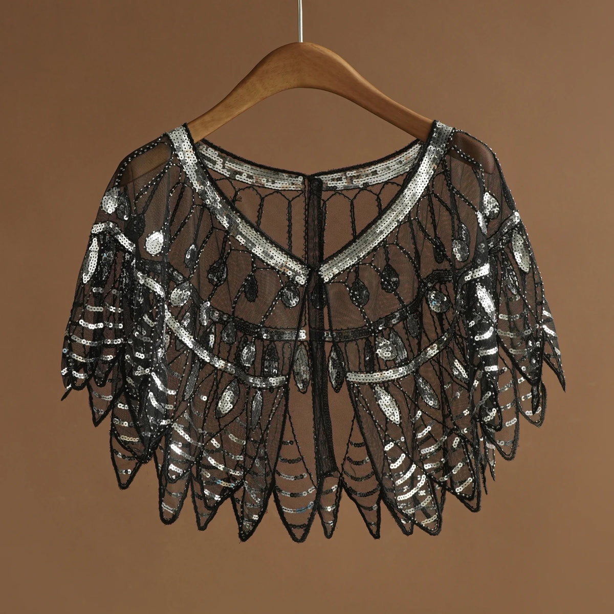 Leaf Beaded Sequin Capelet for Layering over Dresses and Tops